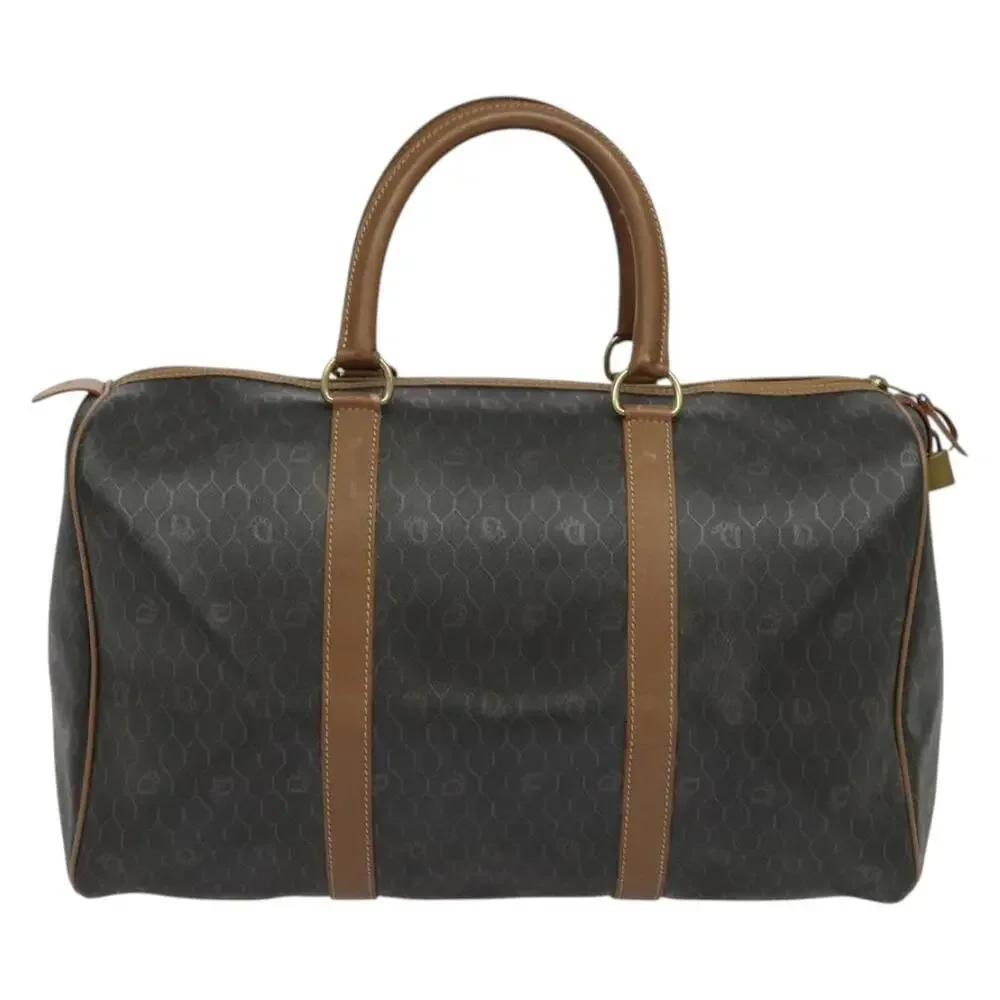 DIOR Honeycomb Canvas Boston Bag Pvc Black Gold
